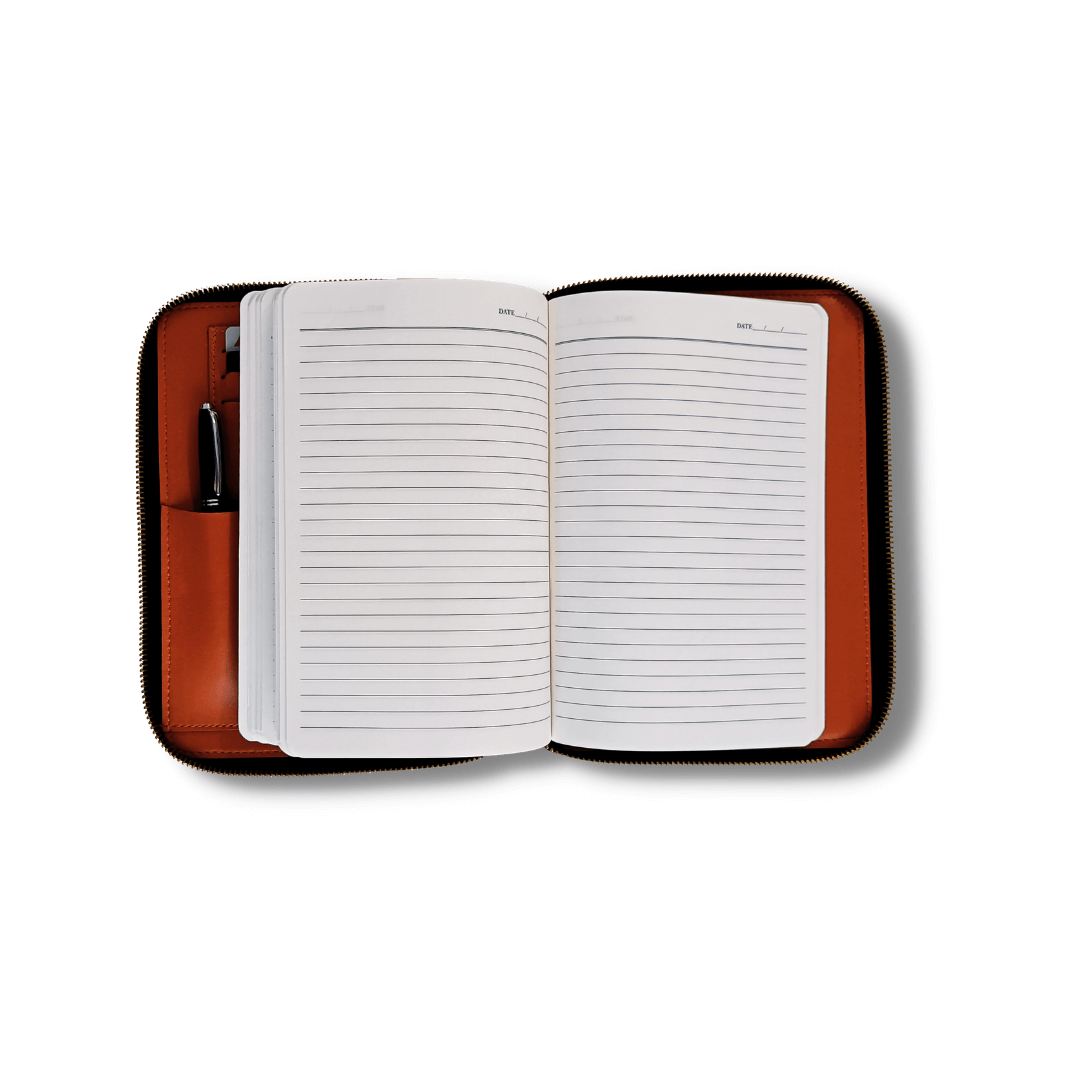 Vegan Leather Zipper Notebook Diary
